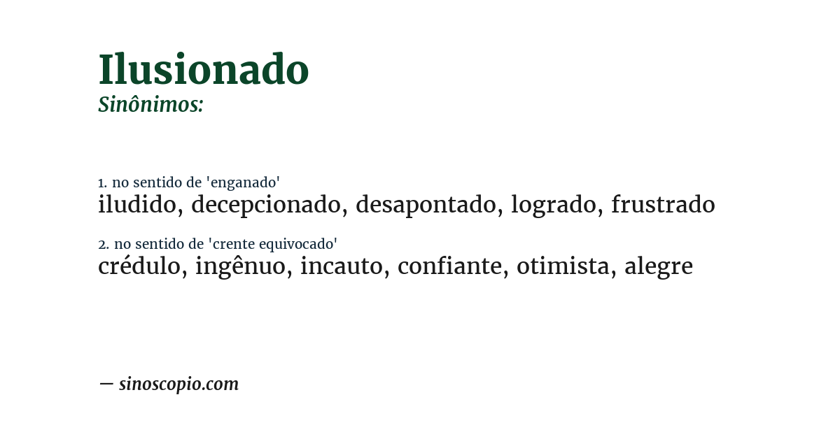 Sinônimo de ilusionado
