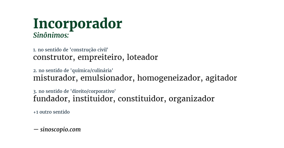 Sinônimo de incorporador