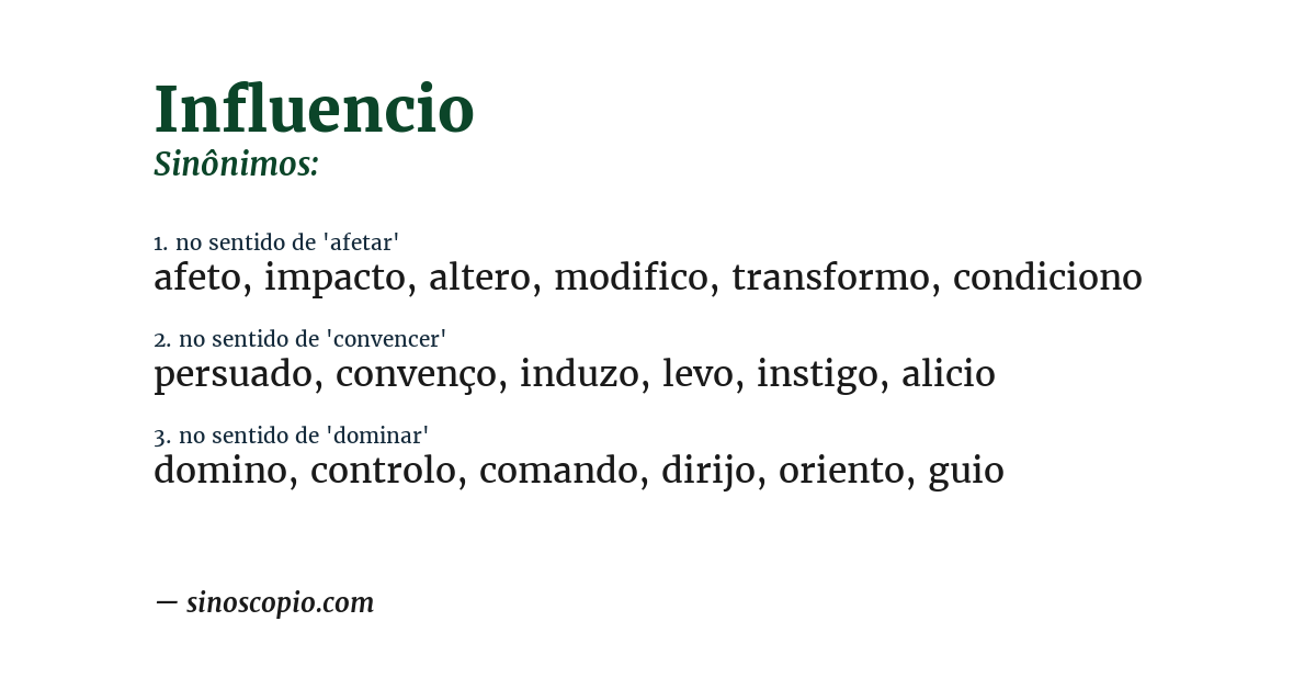Sinônimo de influencio