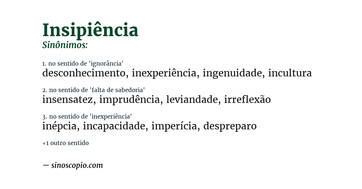 Sinônimo de insipiência