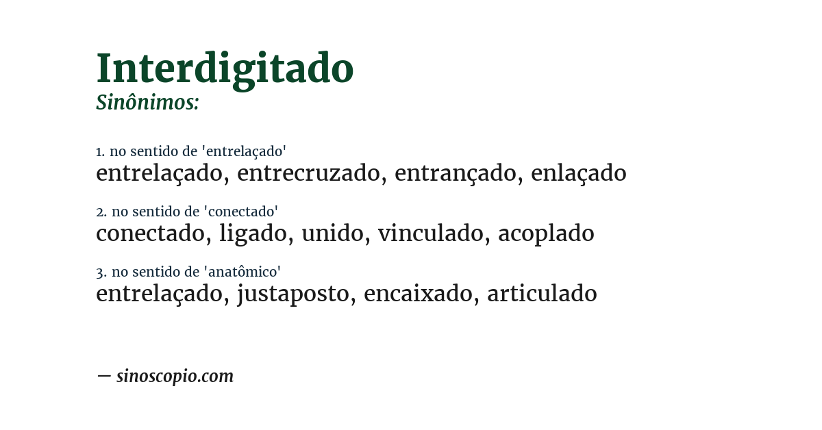 Sinônimo de interdigitado