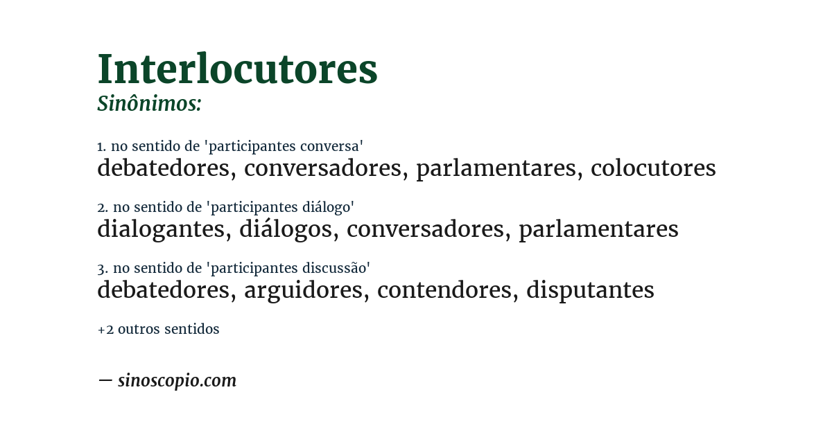 Sinônimo de interlocutores
