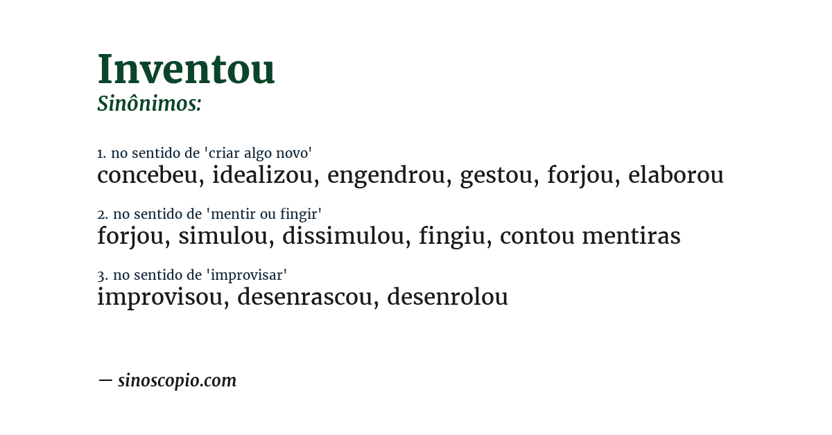 Sinônimo de inventou
