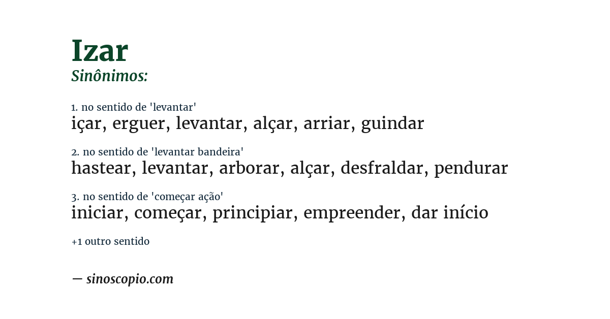 Sinônimo de izar