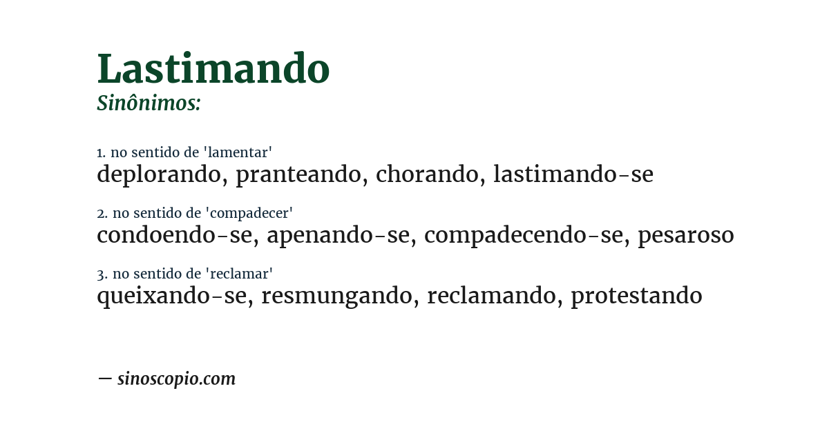 Sinônimo de lastimando