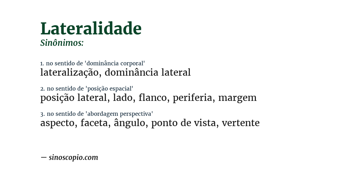 Sinônimo de lateralidade