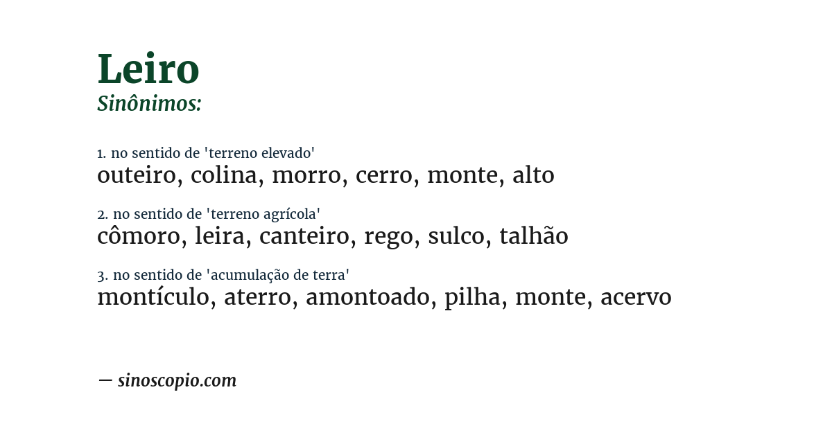 Sinônimo de leiro