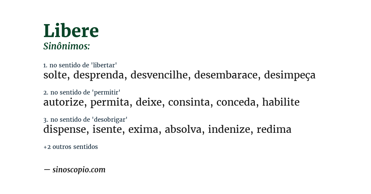 Sinônimo de libere