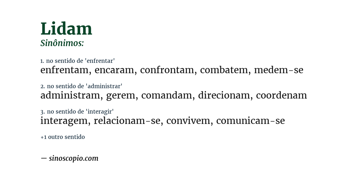 Sinônimo de lidam