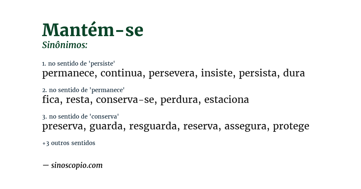 Sinônimo de mantém-se