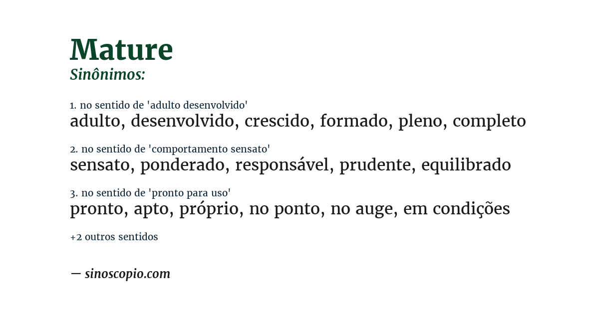 Sinônimo de mature