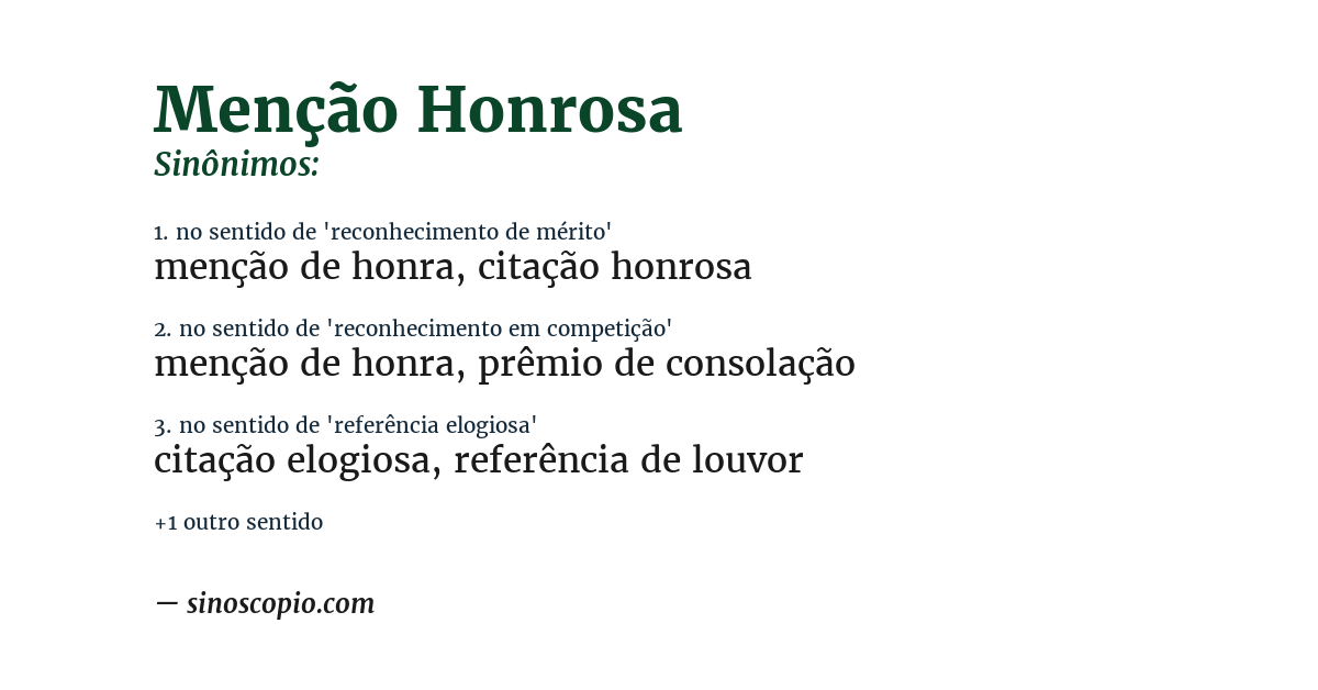 Sinônimo de menção honrosa