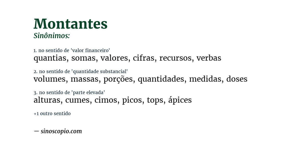 Sinônimo de montantes