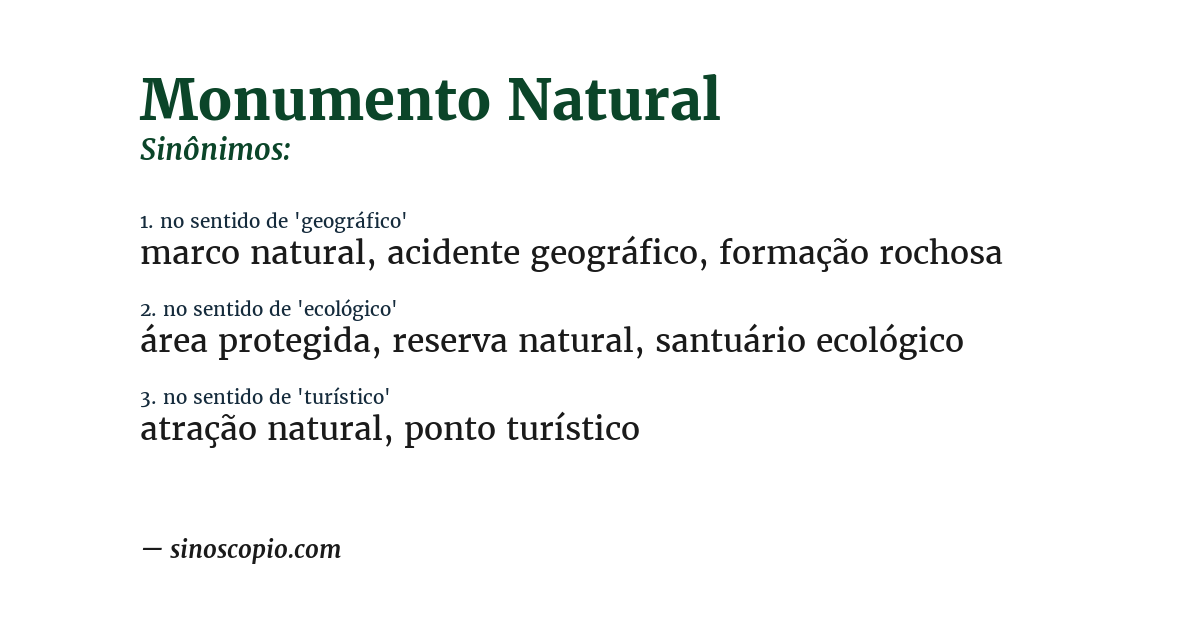 Sinônimo de monumento natural