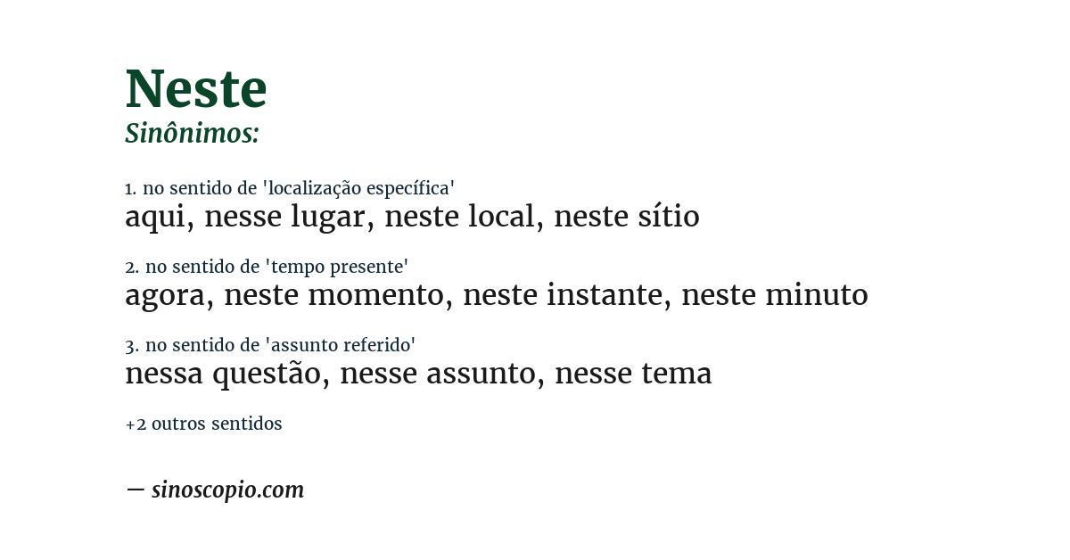 Sinônimo de neste