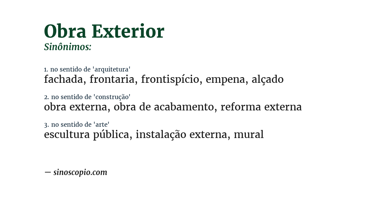 Sinônimo de obra exterior