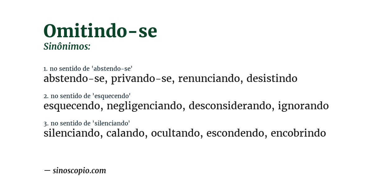 Sinônimo de omitindo-se
