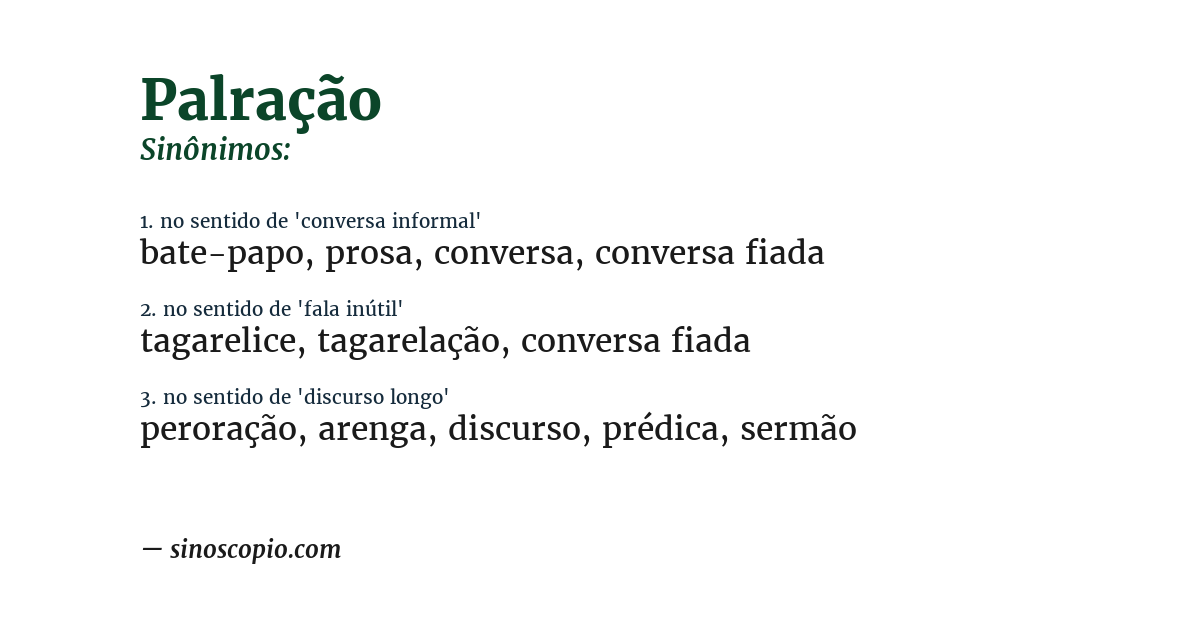 Sinônimo de palração