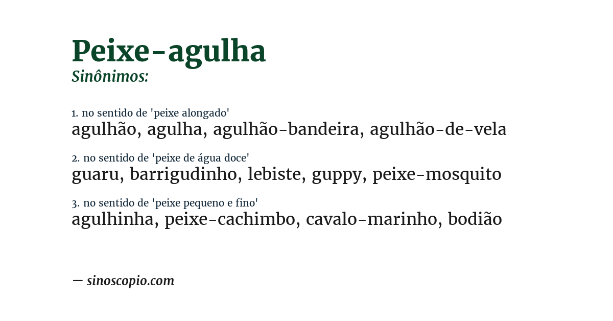 Sinônimo de peixe-agulha