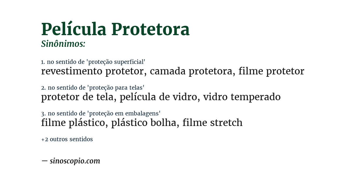Sinônimo de película protetora