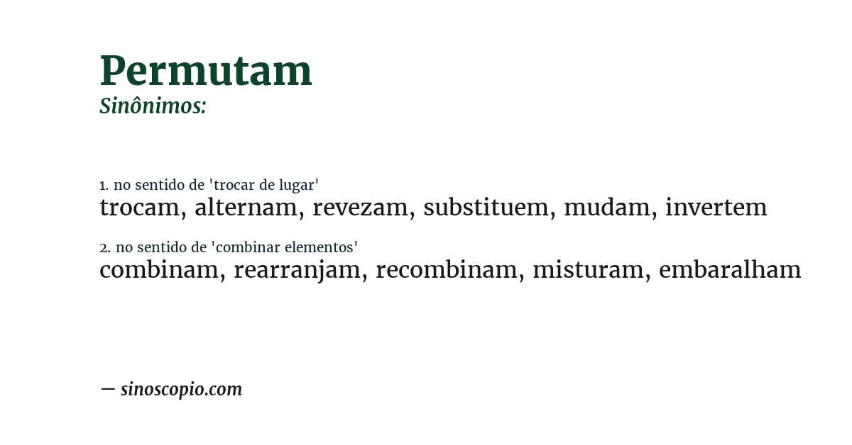 Sinônimo de permutam