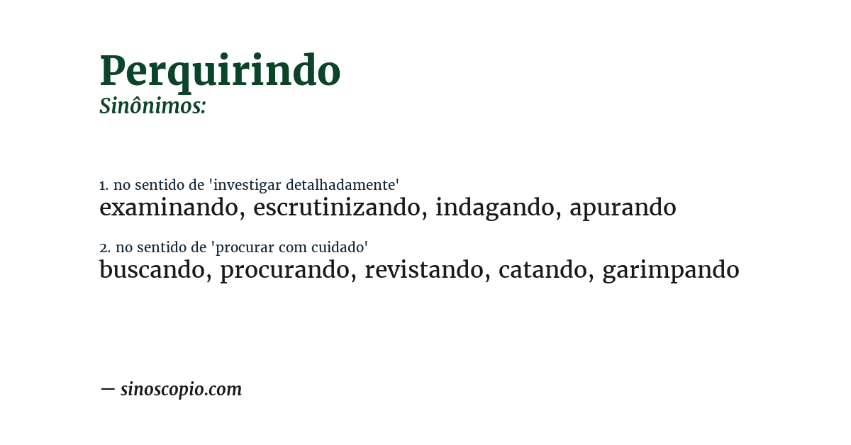 Sinônimo de perquirindo