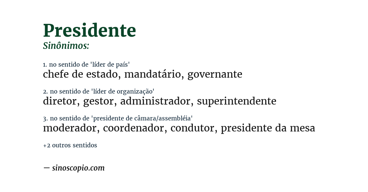 Sinônimo de presidente