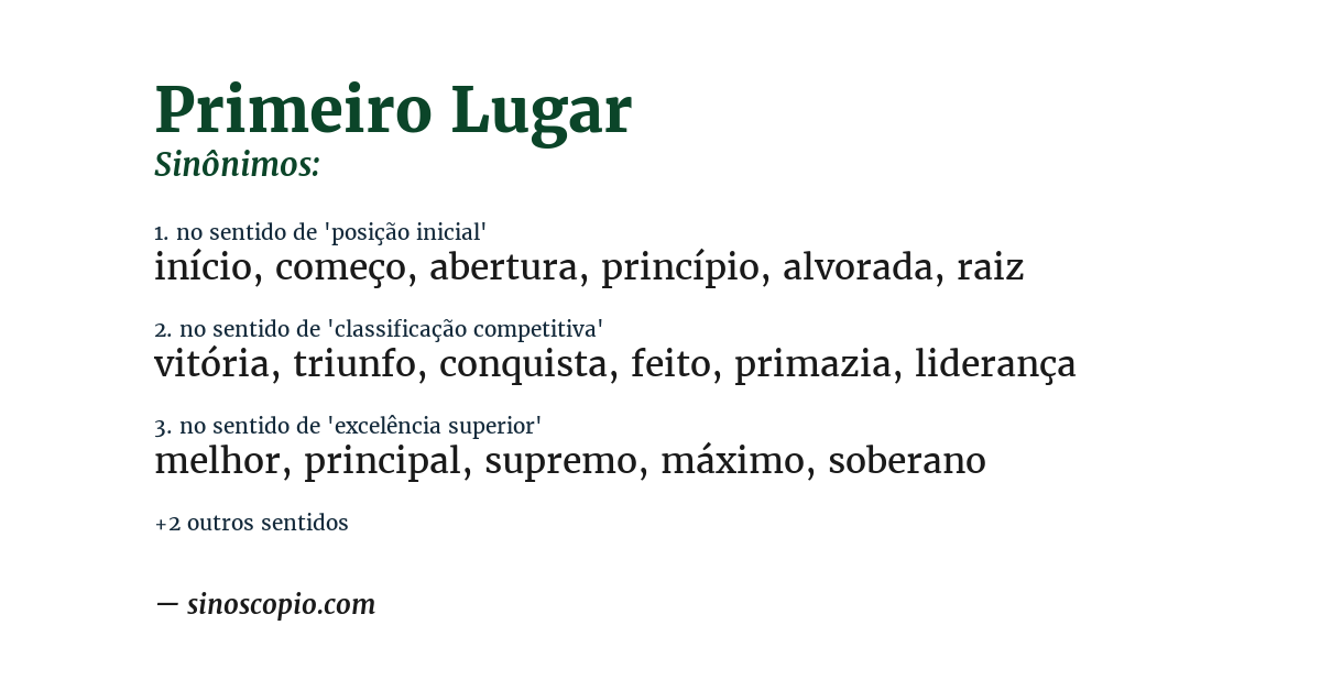 Sinônimo de primeiro lugar