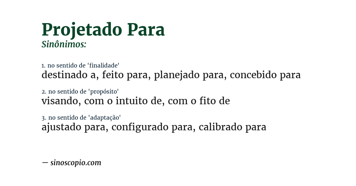 Sinônimo de projetado para