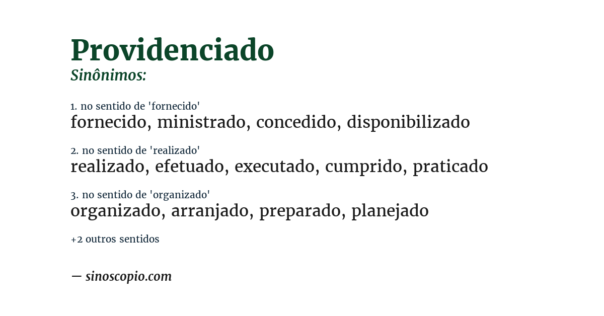Sinônimo de providenciado