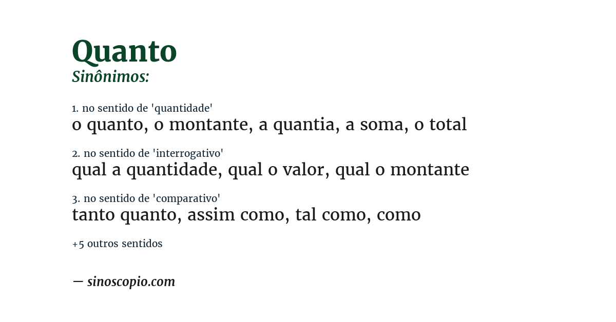 Sinônimo de quanto