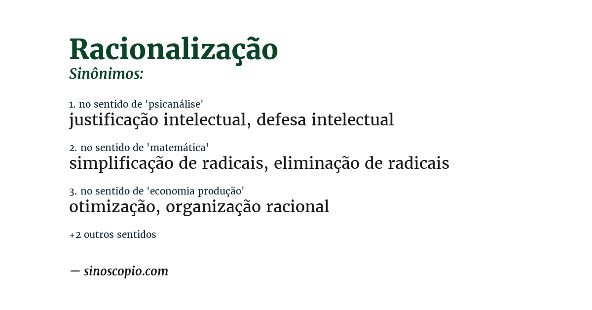 Sinônimo de racionalização
