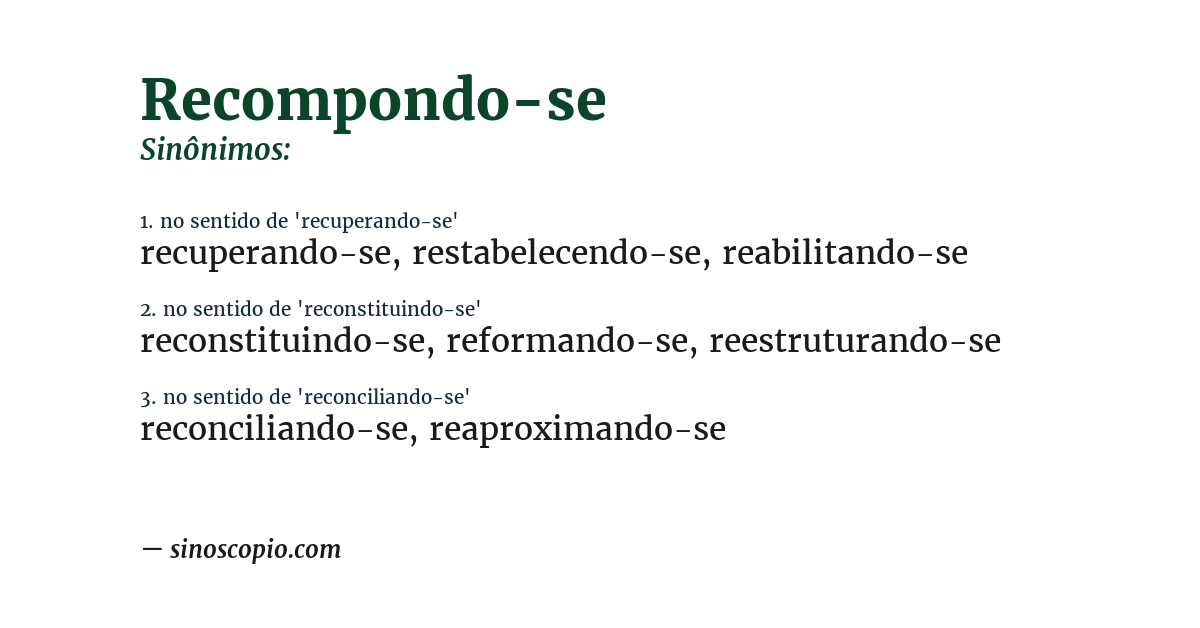Sinônimo de recompondo-se
