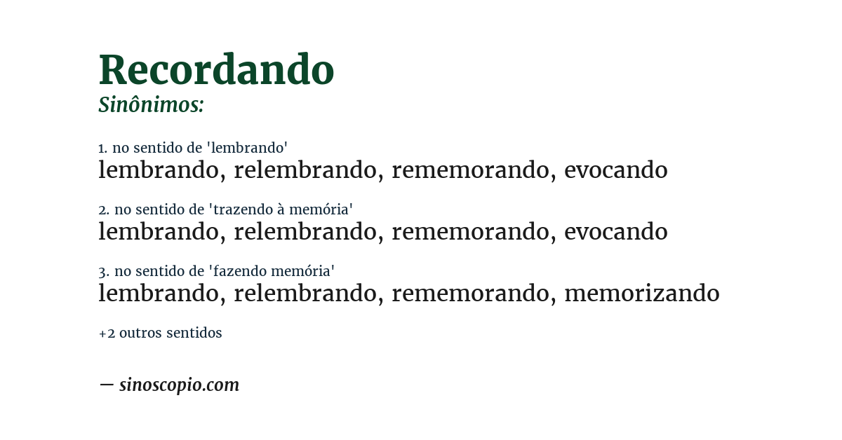 Sinônimo de recordando