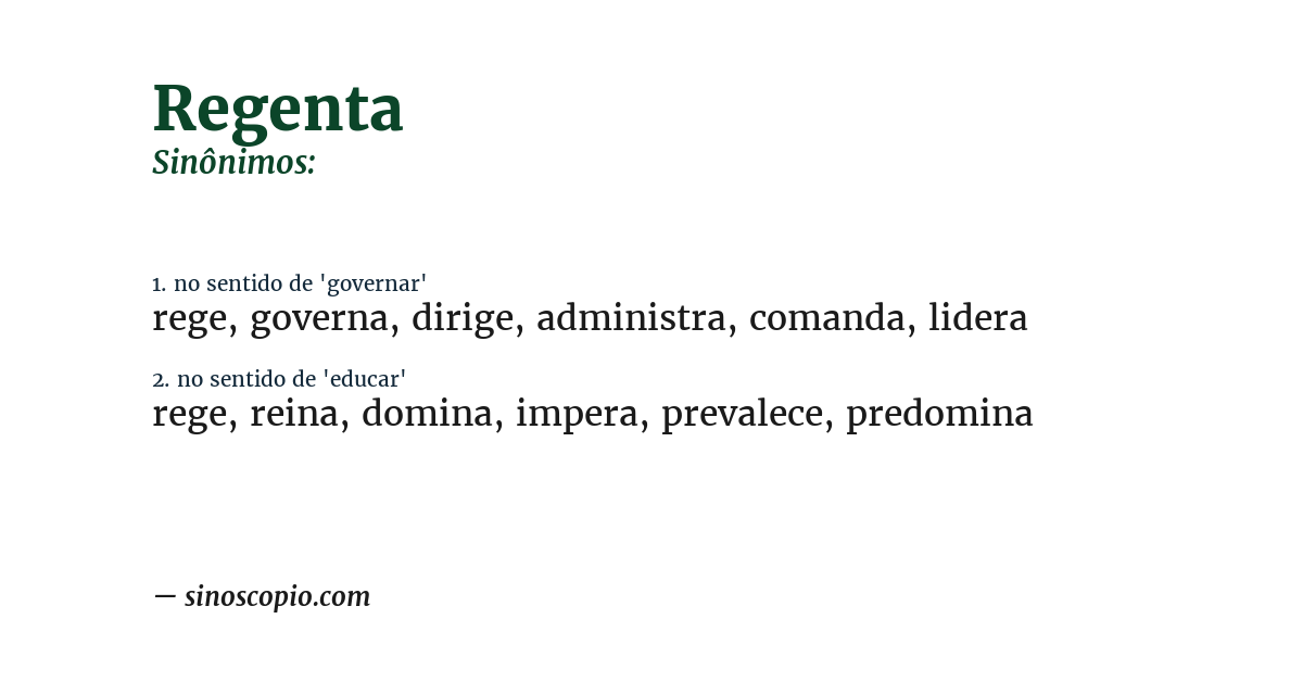 Sinônimo de regenta