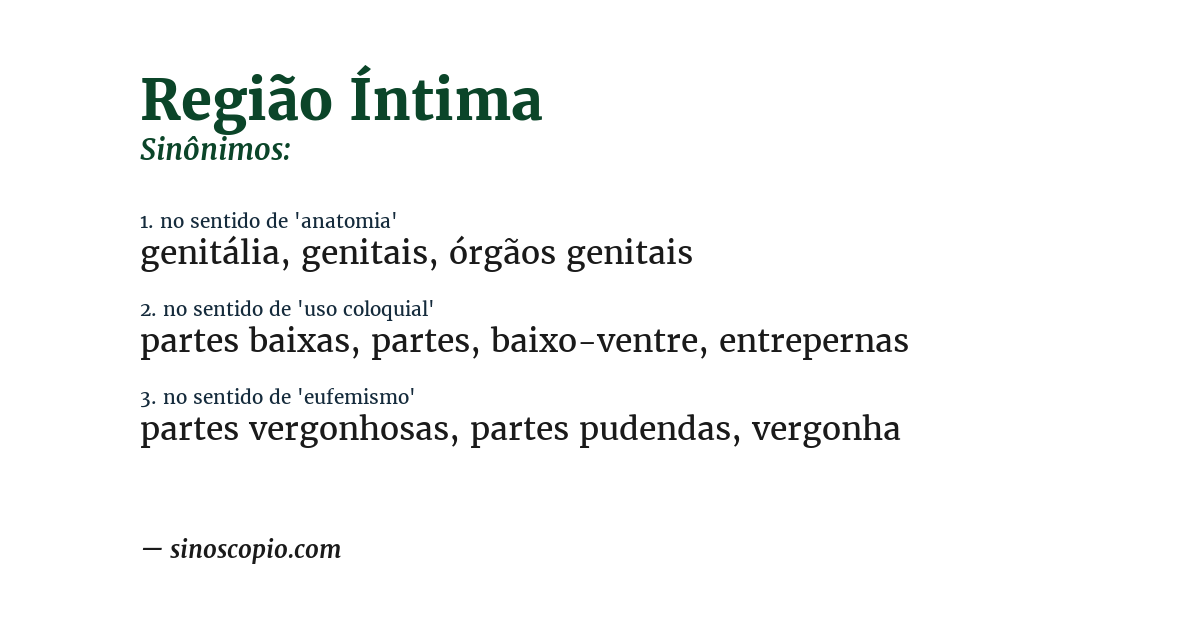 Sinônimo de região íntima