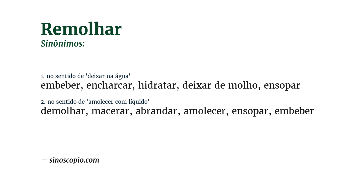 Sinônimo de remolhar