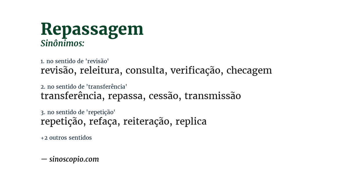 Sinônimo de repassagem