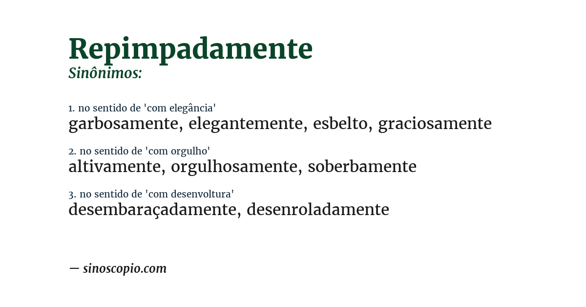 Sinônimo de repimpadamente