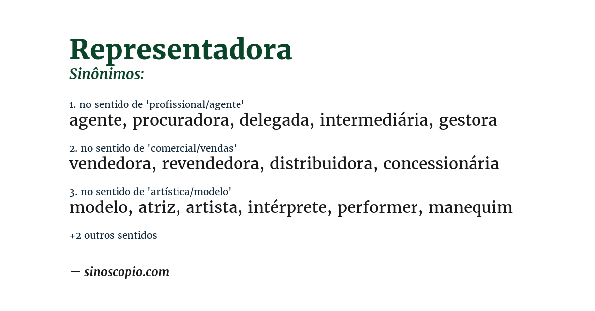 Sinônimo de representadora