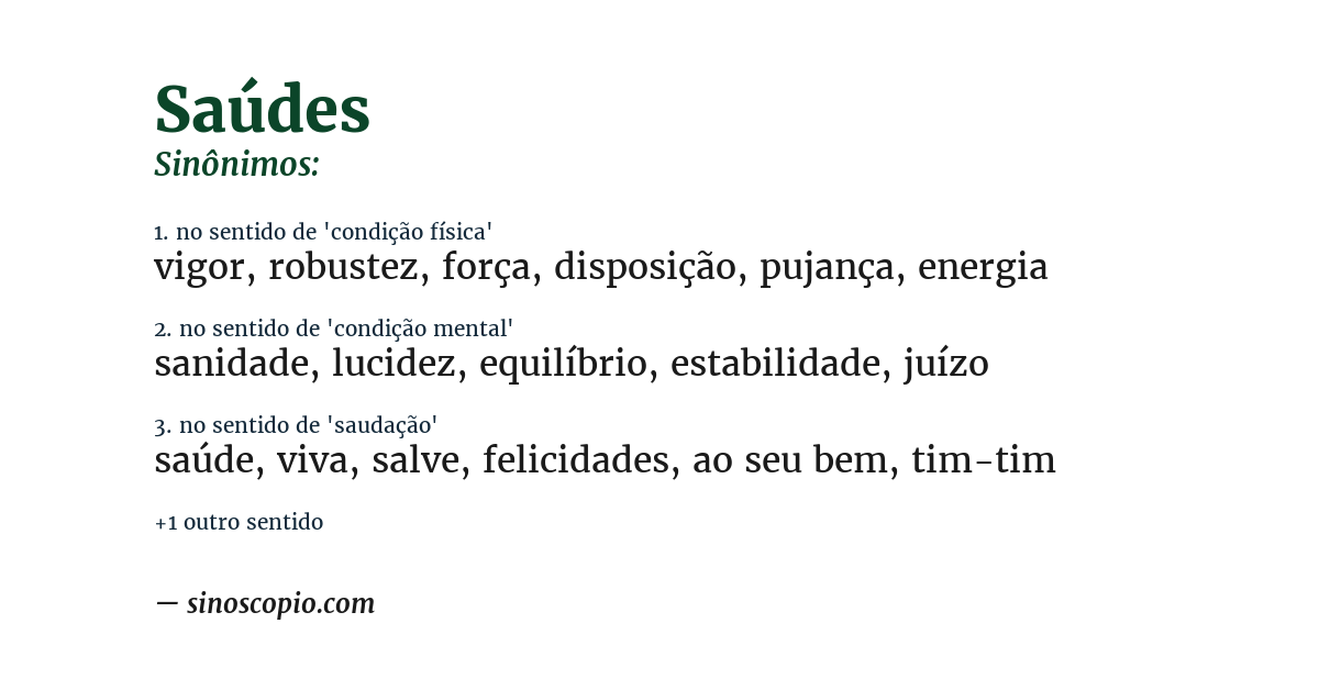 Sinônimo de saúdes