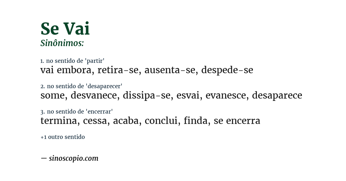 Sinônimo de se vai
