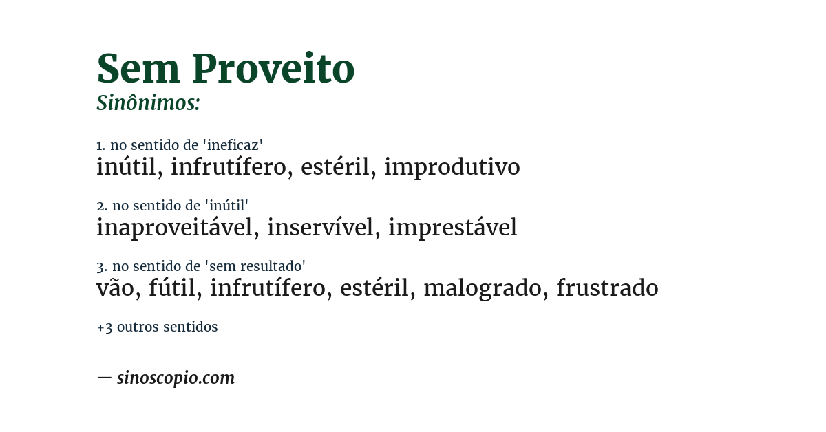 Sinônimo de sem proveito