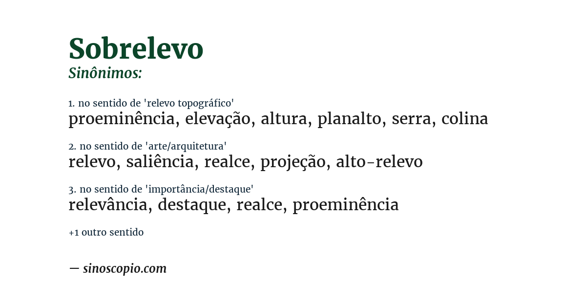 Sinônimo de sobrelevo