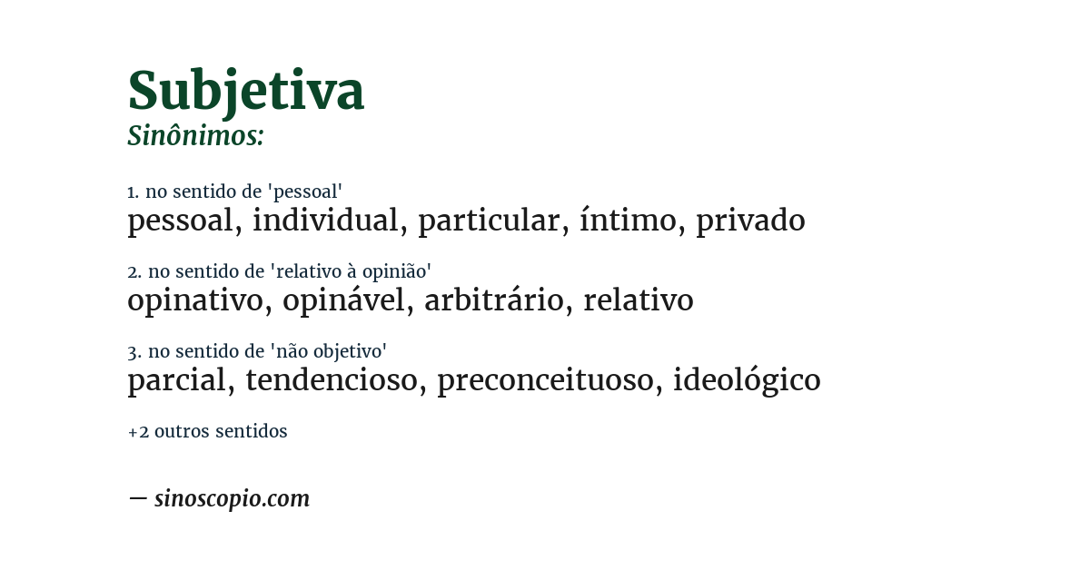 Sinônimo de subjetiva
