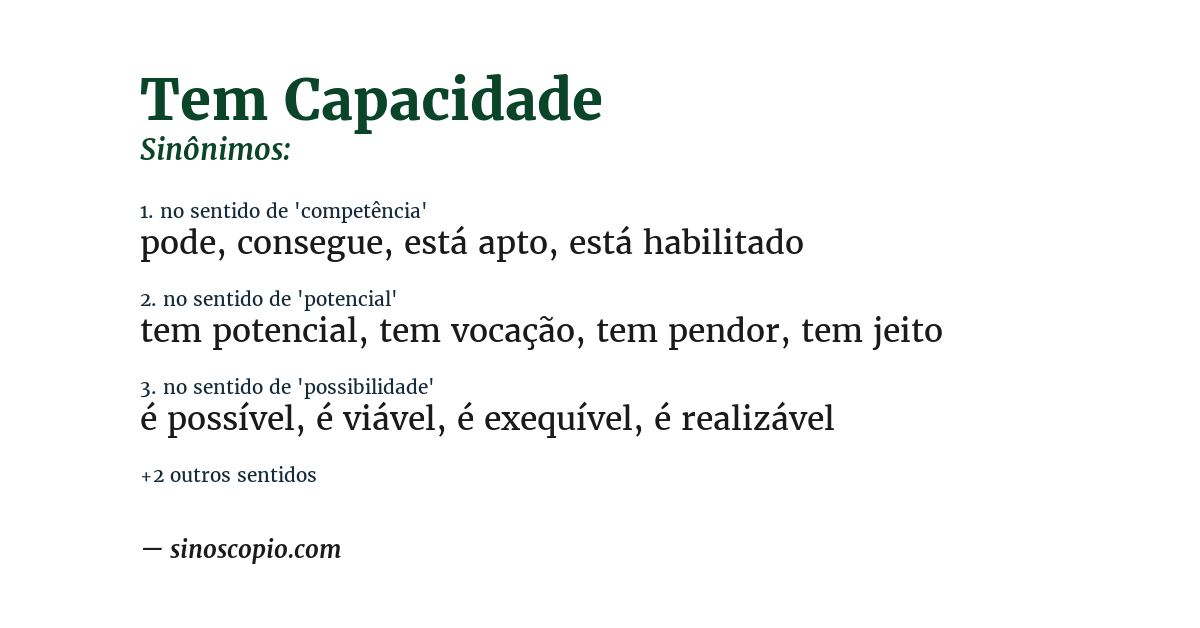 Sinônimo de tem capacidade