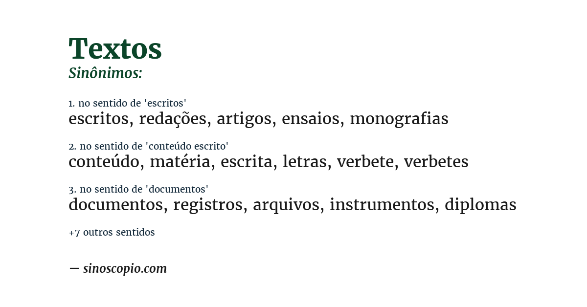 Sinônimo de textos