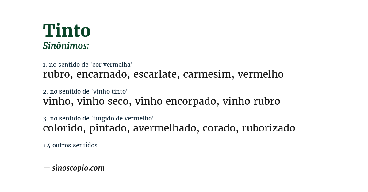 Sinônimo de tinto