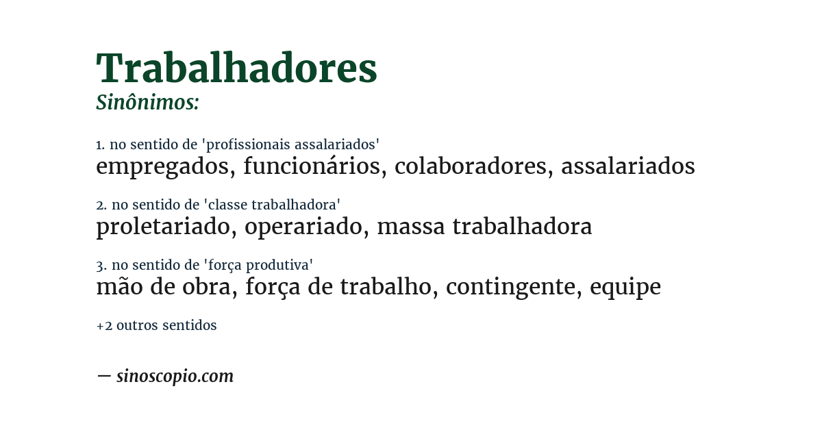 Sinônimo de trabalhadores