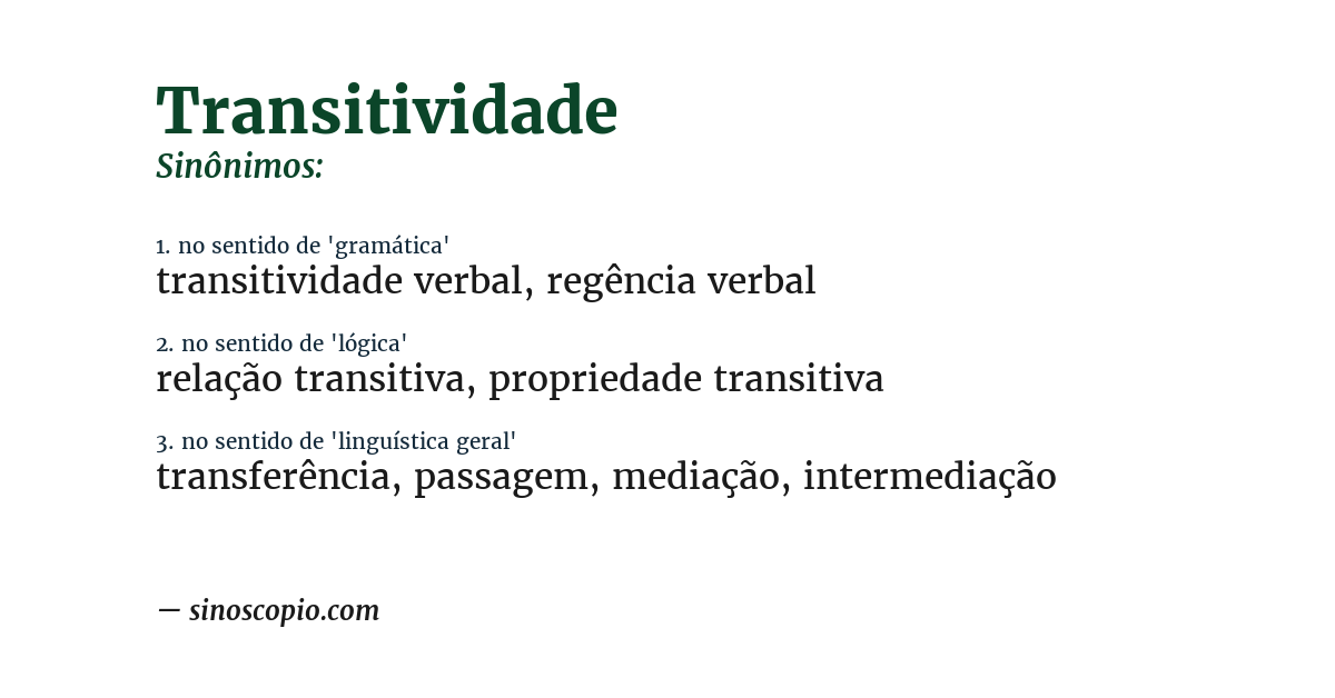 Sinônimo de transitividade